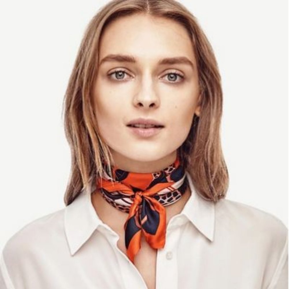 Ann Taylor 100% Silk Cheetah Square Scarf